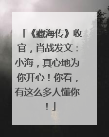《藏海传》收官，肖战发文：小海，真心地为你开心！你看，有这么多人懂你！