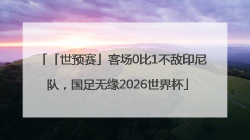 「世预赛」客场0比1不敌印尼队，国足无缘2026世界杯