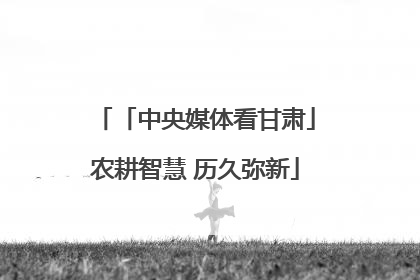 「中央媒体看甘肃」农耕智慧 历久弥新