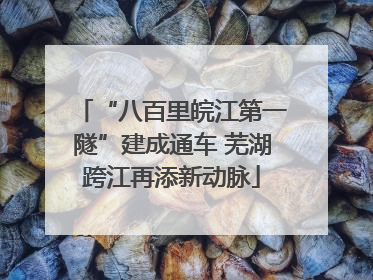 “八百里皖江第一隧”建成通车 芜湖跨江再添新动脉