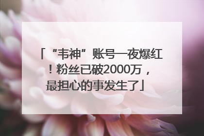 “韦神”账号一夜爆红！粉丝已破2000万，最担心的事发生了