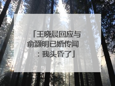 王晓晨回应与俞灏明已婚传闻：我头昏了