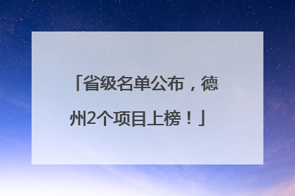 省级名单公布，德州2个项目上榜！