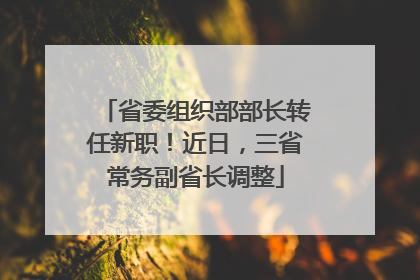 省委组织部部长转任新职！近日，三省常务副省长调整
