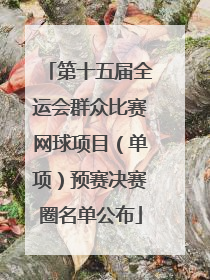 第十五届全运会群众比赛网球项目（单项）预赛决赛圈名单公布