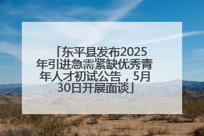 东平县发布2025年引进急需紧缺优秀青年人才初试公告，5月30日开展面谈
