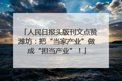 人民日报头版刊文点赞潍坊：把“当家产业”做成“担当产业”！