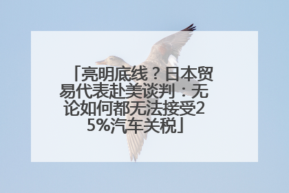 亮明底线？日本贸易代表赴美谈判：无论如何都无法接受25%汽车关税