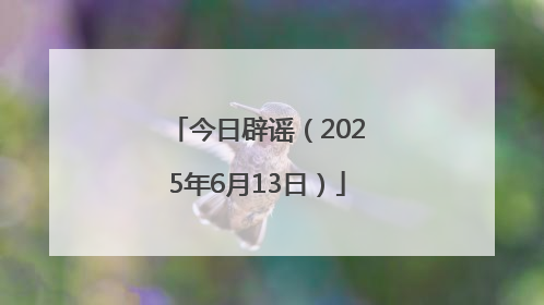 今日辟谣（2025年6月13日）