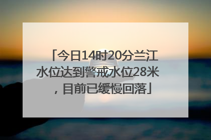 今日14时20分兰江水位达到警戒水位28米，目前已缓慢回落