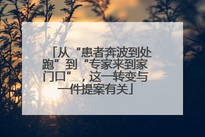 从“患者奔波到处跑”到“专家来到家门口”，这一转变与一件提案有关