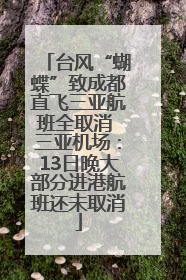 台风“蝴蝶”致成都直飞三亚航班全取消 三亚机场：13日晚大部分进港航班还未取消