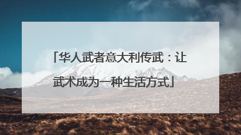 华人武者意大利传武：让武术成为一种生活方式