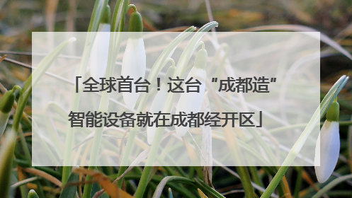 全球首台！这台“成都造”智能设备就在成都经开区