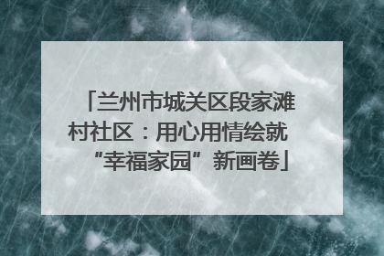 兰州市城关区段家滩村社区：用心用情绘就“幸福家园”新画卷