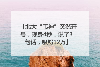 北大“韦神”突然开号，现身4秒，说了3句话，吸粉12万
