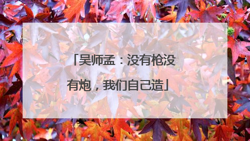 吴师孟：没有枪没有炮，我们自己造