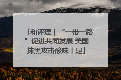 和评理｜“一带一路”促进共同发展 美国抹黑攻击酸味十足