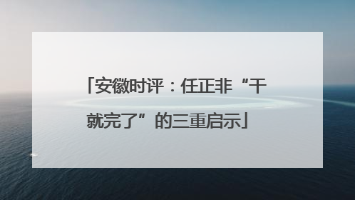 安徽时评：任正非“干就完了”的三重启示