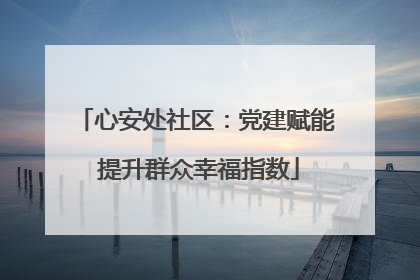 心安处社区：党建赋能 提升群众幸福指数