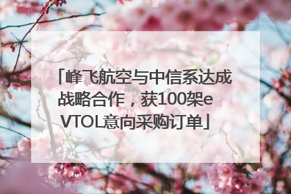 峰飞航空与中信系达成战略合作，获100架eVTOL意向采购订单