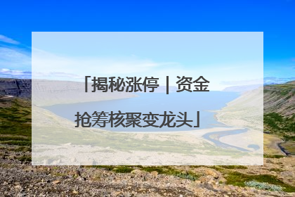 揭秘涨停｜资金抢筹核聚变龙头