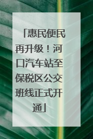 惠民便民再升级！河口汽车站至保税区公交班线正式开通