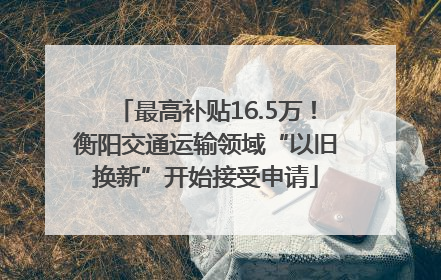 最高补贴16.5万！衡阳交通运输领域“以旧换新”开始接受申请