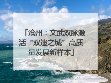 沧州：文武双脉激活“双遗之城”高质量发展新样本