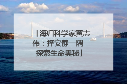 海归科学家黄志伟：择安静一隅 探索生命奥秘