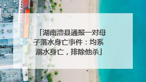 湖南澧县通报一对母子落水身亡事件：均系溺水身亡，排除他杀