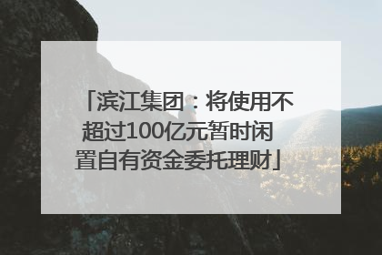 滨江集团：将使用不超过100亿元暂时闲置自有资金委托理财