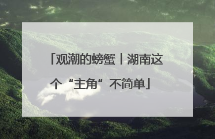 观潮的螃蟹丨湖南这个“主角”不简单