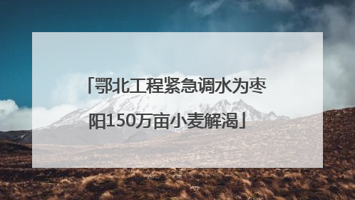 鄂北工程紧急调水为枣阳150万亩小麦解渴