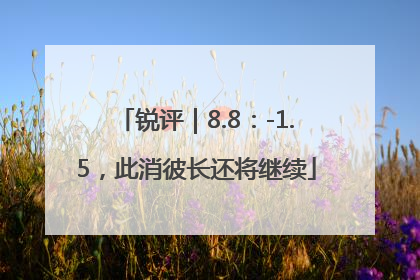 锐评｜8.8：-1.5，此消彼长还将继续