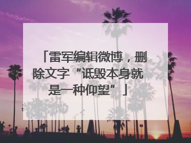 雷军编辑微博，删除文字“诋毁本身就是一种仰望”