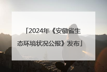 2024年《安徽省生态环境状况公报》发布